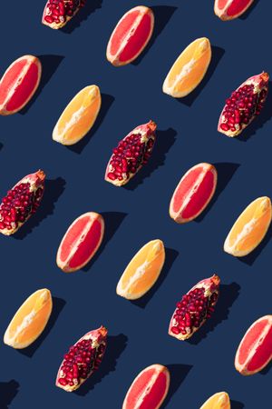 Pattern of grapefruit, orange, pomegranate and lemon slices