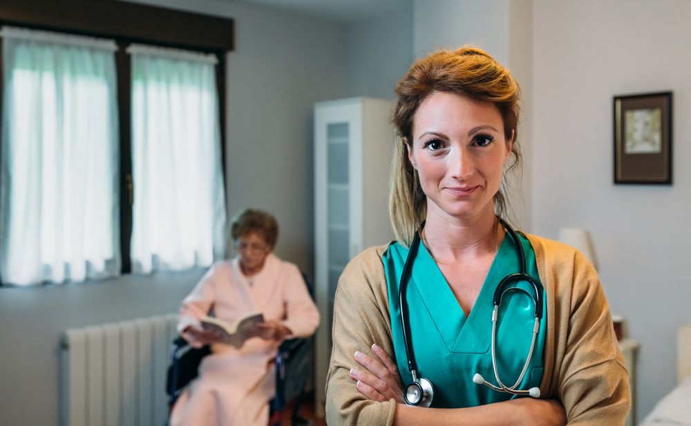 Female doctor posing in a clinic