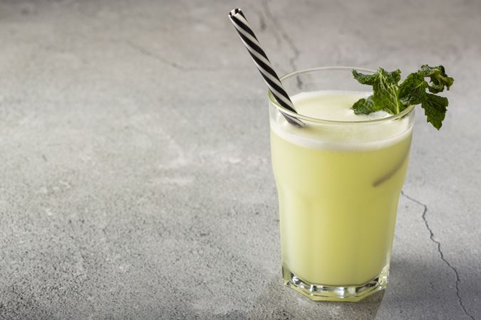 Refreshing lemonade with mint. Lemonade, summer drink.