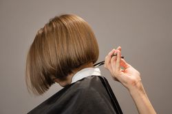 Child Modeling a Bob Haircut