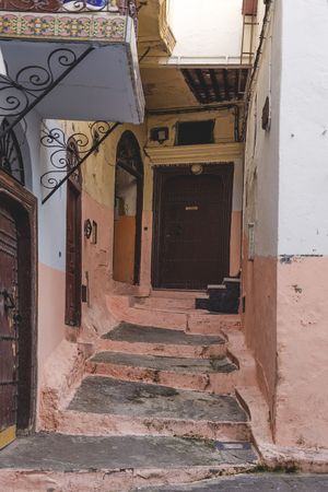 Steps leading to old door of building