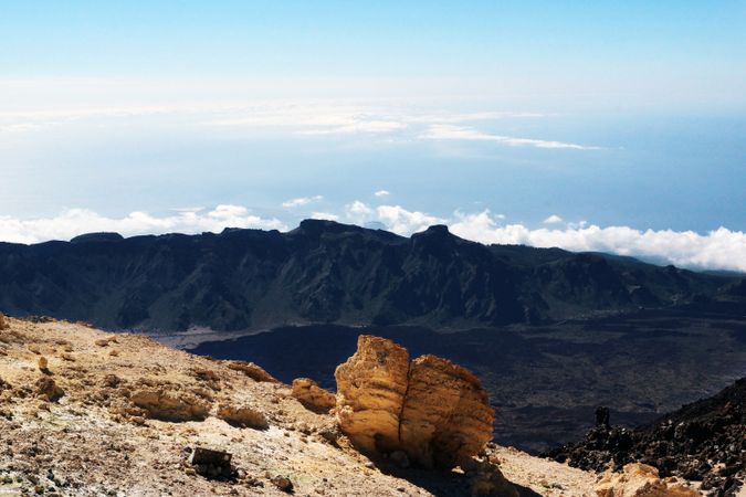 Volcanic landscape in wild deserted area