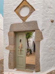 Patmian door to courtyard and steps