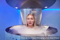 Blonde female in cryotherapy chamber 5zrwWg