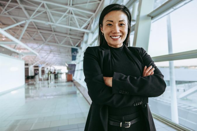 Female traveler at airport terminal