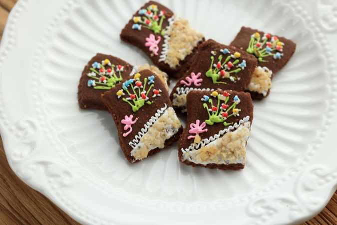 Close Up Kue Karawo, Gorontalo Speciality Beatiful Cookies on White Plate
