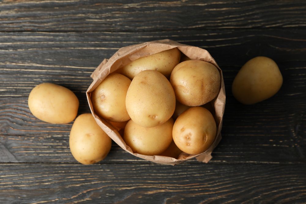 Top view of potatoes in paper