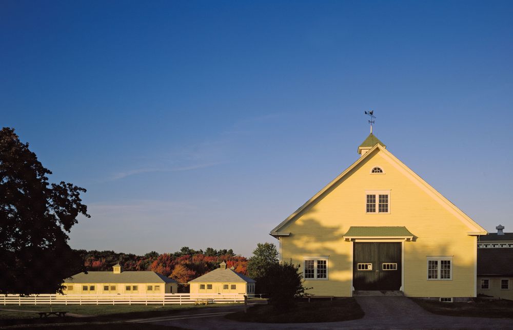 A Jamesway dairy barn at Wells Reserve at Laudholm Farm, Wells, Maine