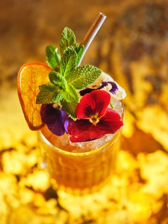 Refreshing long drink cocktail in pub