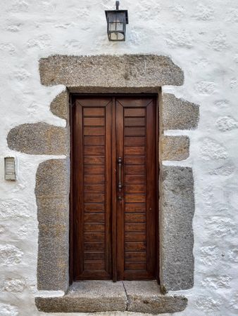 Patmian wood door with lantern