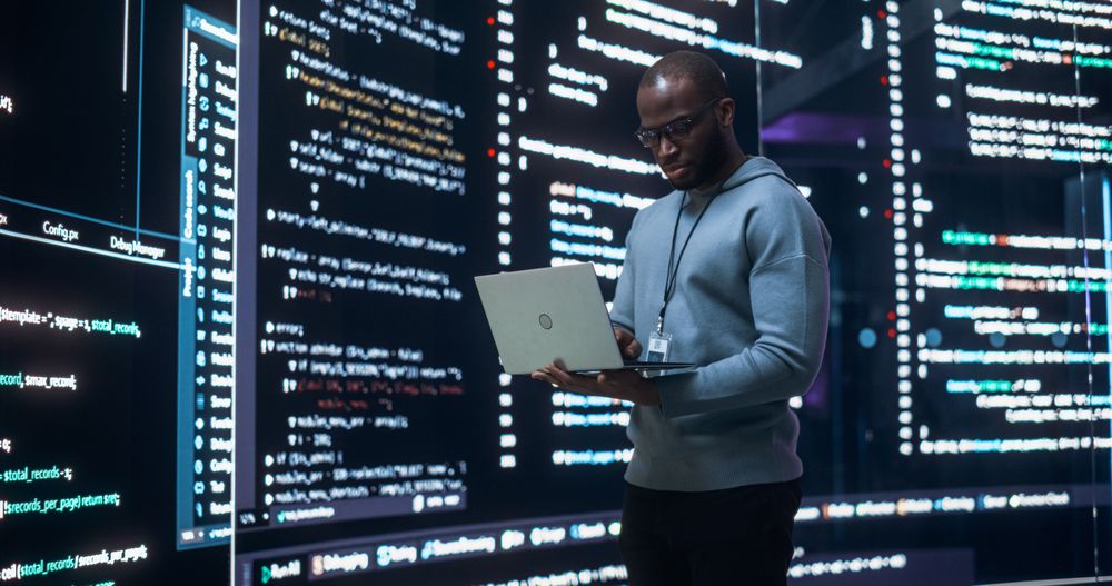 Professional Programmer Developing a Big Data Interface Software Project