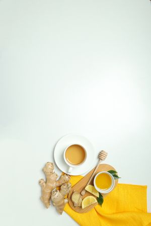 Cold treatment, healthcare concept - tea with ginger