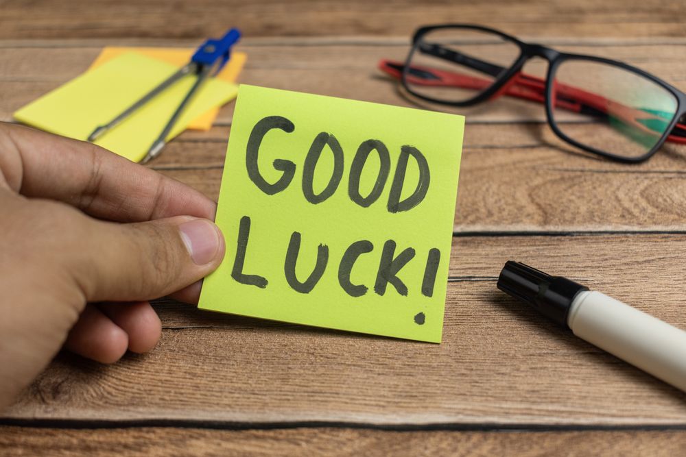 good luck word sticky notes