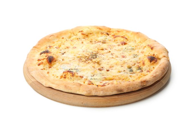 Tasty cheese pizza isolated on neutral background