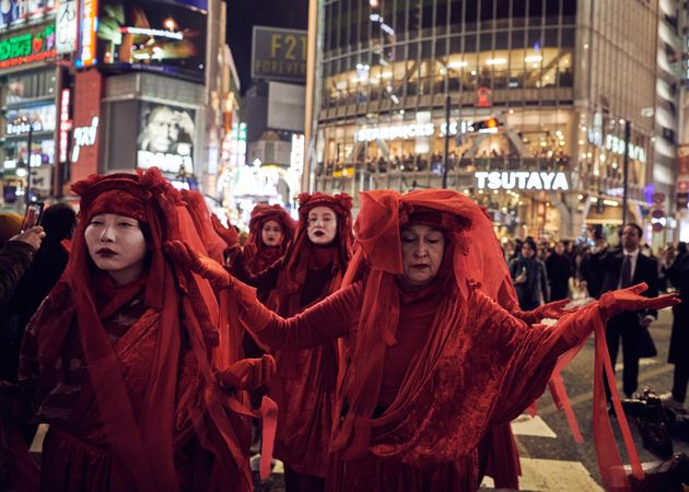 Japan - Tokyo, Shibuya Japan - November 29th, 2019: Red Rebel Brigade in Tokyo
