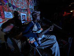 Jazzman Terry "Harmonica" Bean performs at the Club Red jazz club in Clarksdale, Mississippi n56Zl5