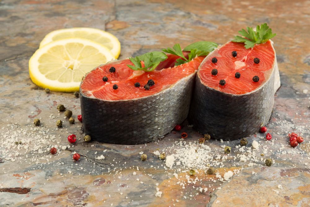 Fresh salmon steaks ready for cooking