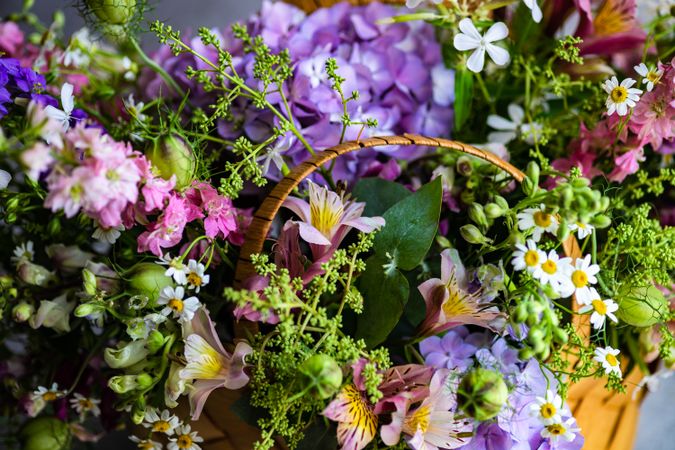 Close up of fresh summer floral box