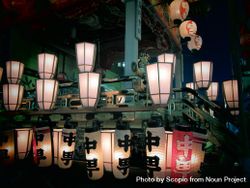 Lit kanji text print lantern at night bGJPa4