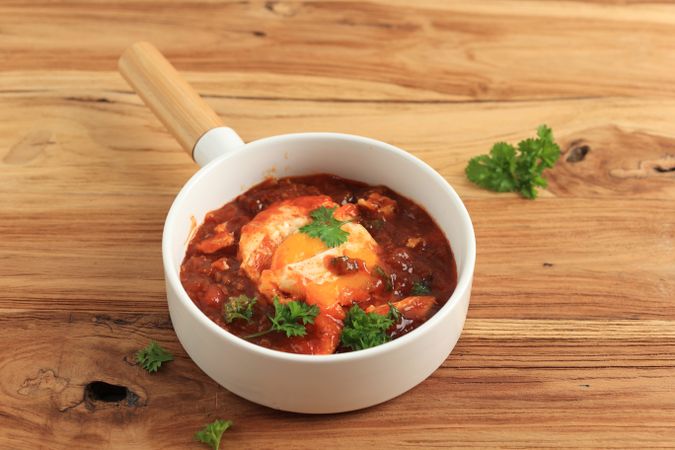 Shakshouka eggs in tomato sauce