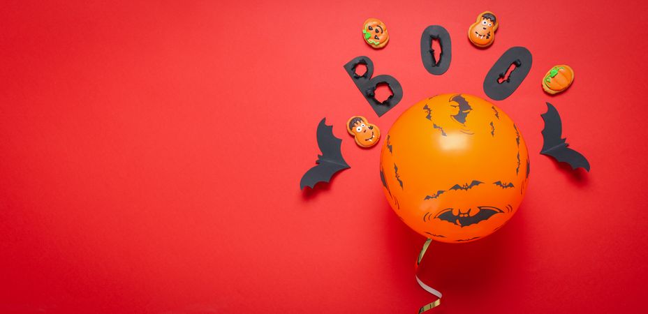 Concept of Halloween, Halloween balloon, space for text