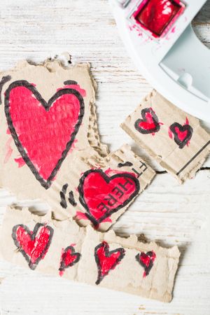 Love symbols hand painted in watercolor