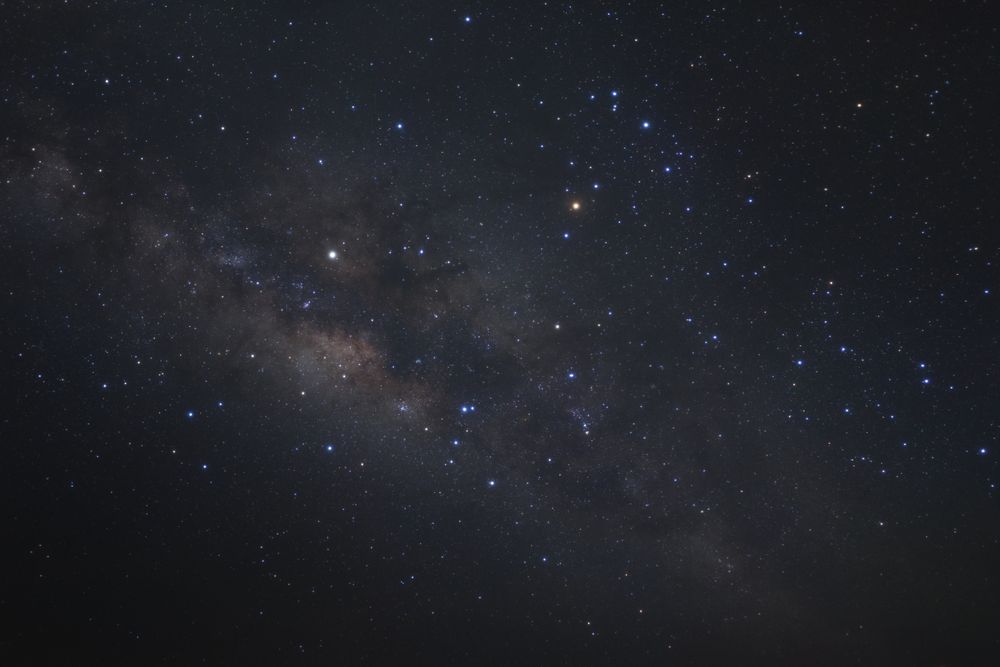 milky way galaxy and space dust in the universe, Long exposure photograph, with grain.