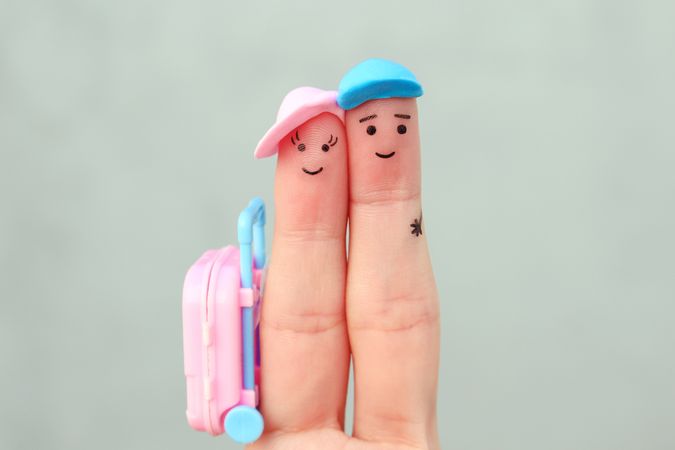 Fingers art of happy couple.
