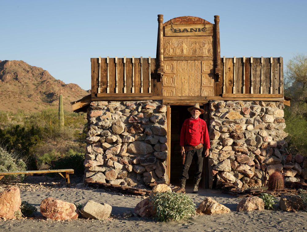 Bank building in a restored ghost town near Yuma, Arizona