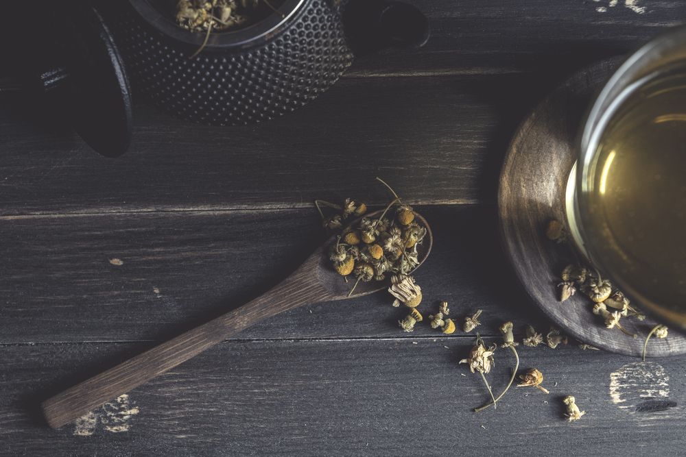 Dried chamomile for herbal tea