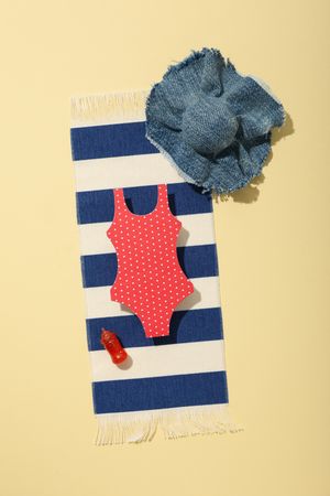 Swimsuit and other accessories for a summer trip to the sea.