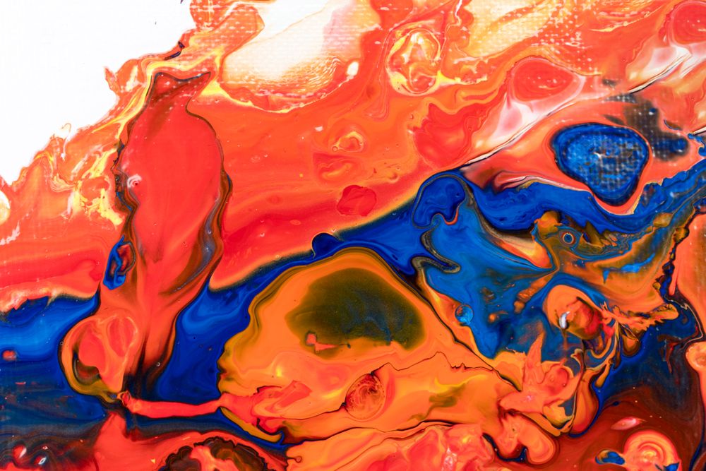 Fluid Art in Red And Blue Abstract Acrylic Pouring