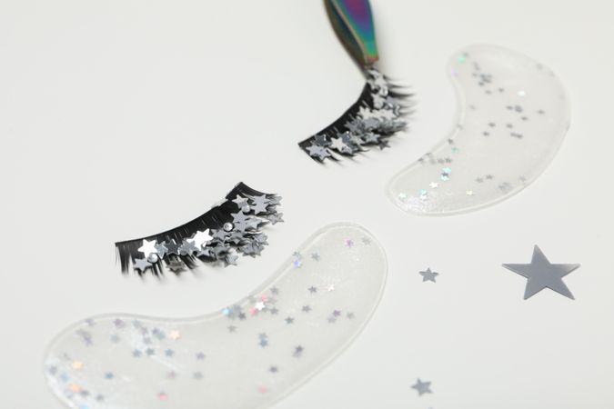 False eyelashes, concept of different makeup accessories