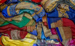Close up of sailboat material in market