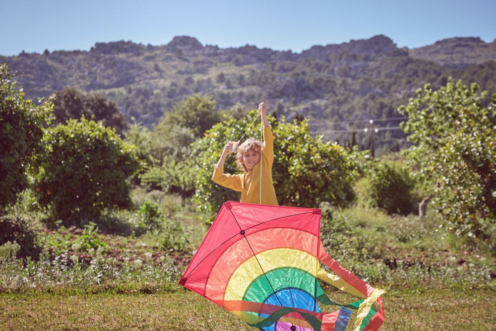 Child with colorful toy kite