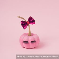 Pink Halloween pumpkin with make up 5XYVM4