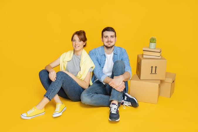 Concept of move with a happy young couple