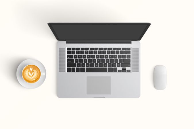 Modern workspace with  copy space on color background