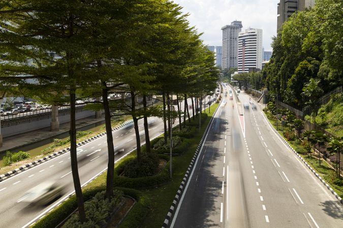 Long exposure of traffic jams in the city of Kuala Lumpur, Malaysia