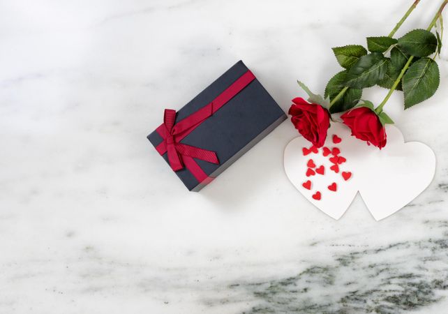 Top view of Valentine’s Day gifts for your love on the holidays