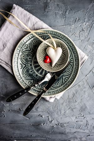 Ornate table setting with heart decoration