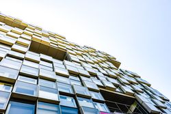 Modern windows of building in Tbilisi, Georgia