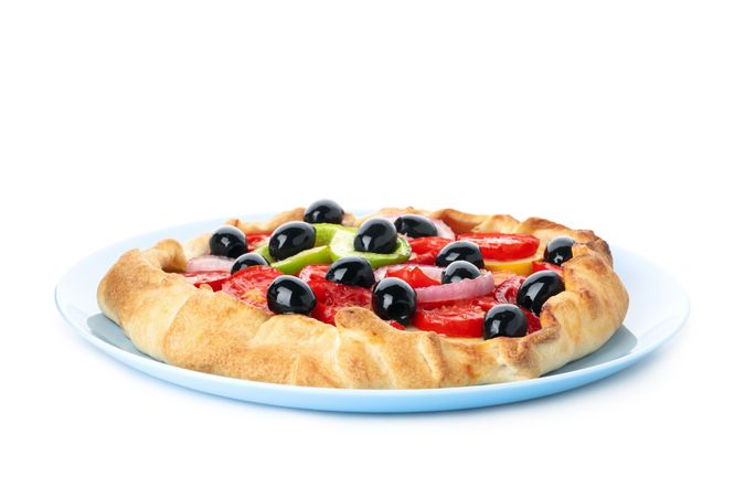 Concept of tasty food, Vegetable galette, isolated on light background