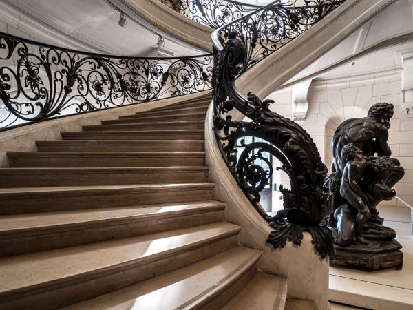 A chic twisted staircase in the Art Nouveau style in Paris. Museum Small Palace.