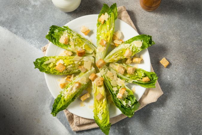 Healthy Caesar Salad Spears Appetizer
