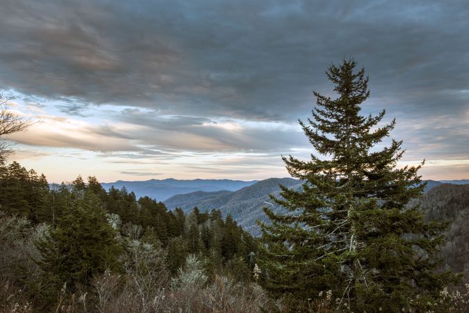 Dusk approaches in Great Smoky Mountains National Park between North Carolina and Tennessee