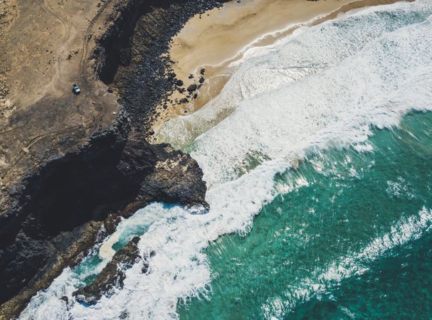 Amazing shoreline of ocean from drone