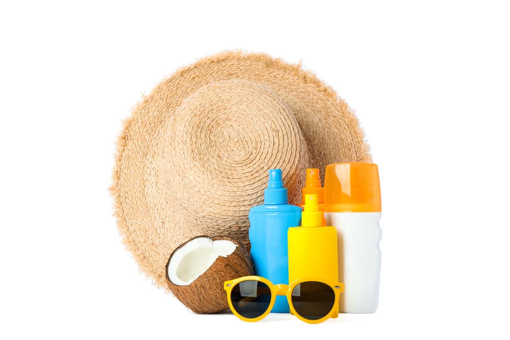 Summer vacation accessories isolated on blank background. Happy holidays