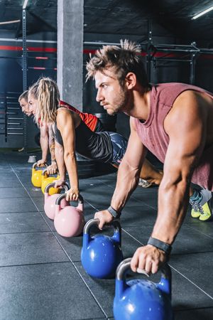 Concentrated muscular mates training in sport club