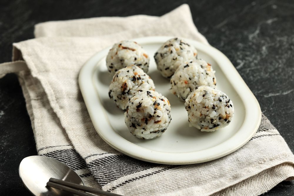 Korean Seaweed Rice Balls or Jumeokbap with Sesame Seed, Sesame Oil